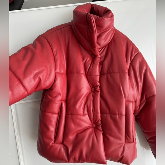NANUSHKA Hide Quilted Padded Vegan
Leather Jacket Red - Picture 2 of 9
